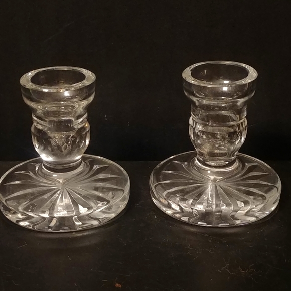 Waterford Blarney CrystalCandleholder Candlesticks Ireland H-3.25